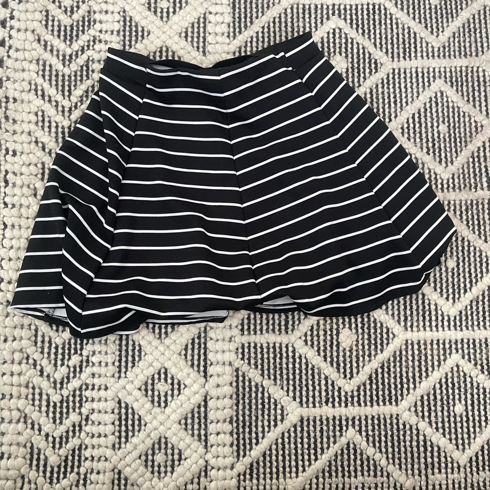 Decree Black and White Striped Mini Skirt